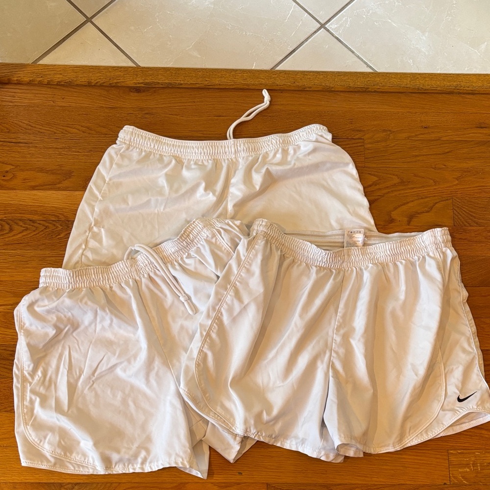 3 Pair of Nike White Women’s Soccer Shorts - Size Large Used